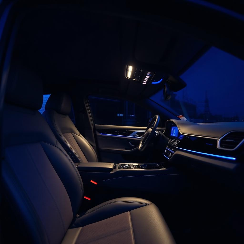 Clean luxury interior with ambient lighting